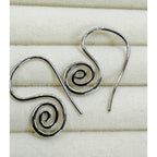 Silver Spiral Swirl Drop Earrings Modern Minimalist Hook 1.25" E803