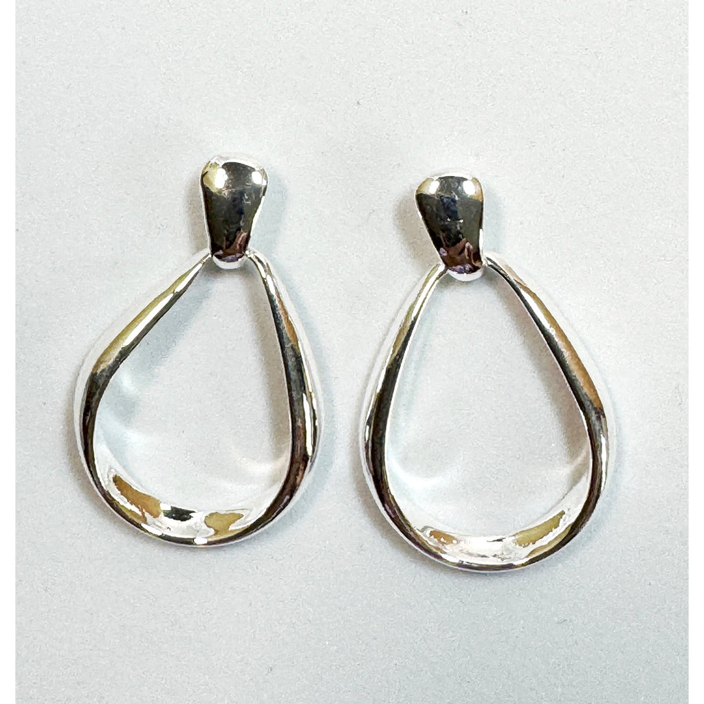 925 Sterling Silver Teardrop Dangle Earrings Open Drop Post Earrings 1" E290