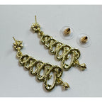 Gold Tone Rhinestone Christmas Tree Earrings Colorful Crystal Holiday Posts E311