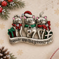 Christmas Cat Friends Brooch Pin Silver Tone Rhinestone Holiday Gift CP268