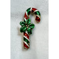 Vintage Enamel Candy Cane Christmas Brooch Pin Red Green White CP186
