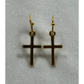 Gold Tone Cross Dangle Earrings Christian Faith Jewelry 3/4 Inch E284