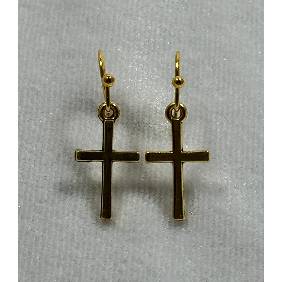 Gold Tone Cross Dangle Earrings Christian Faith Jewelry 3/4 Inch E284