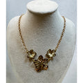 Gold Flower Necklace 16-18" Floral Statement Necklace Three Flower Pendant N353
