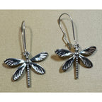 Silver Firefly Dangle Earrings Dragonfly Insect Drop Earrings 1.75" E305