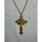 Gold Tone Cross Necklace 18-20 Inch Chain Christian Faith Jewelry N286