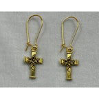 Gold Tone Cross Dangle Earrings Christian Faith Jewelry 1 Inch E272