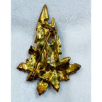 Vintage Enamel Christmas Candle Brooch Pin Holly Berries Holiday Jewelry CP185