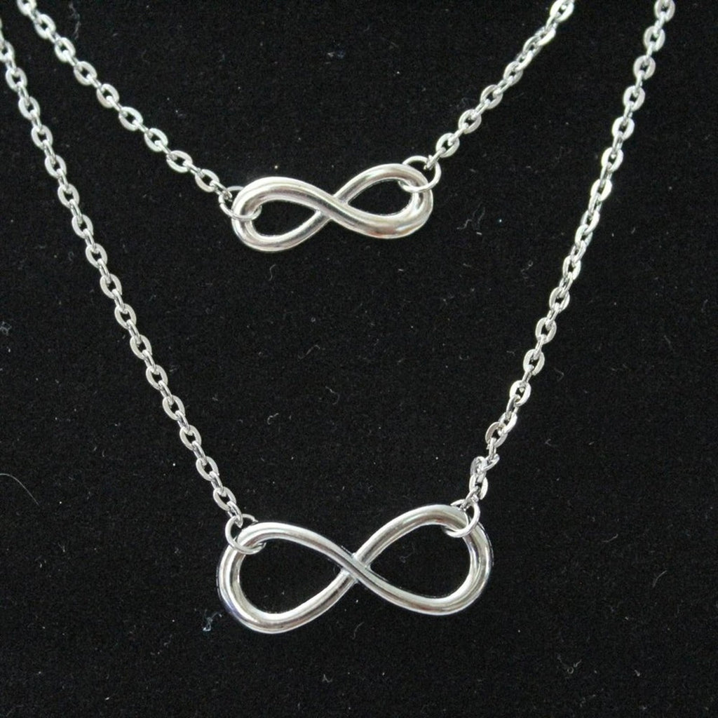 New Fashion Silver Tone Double Stand with Infinity Sign Necklace N106