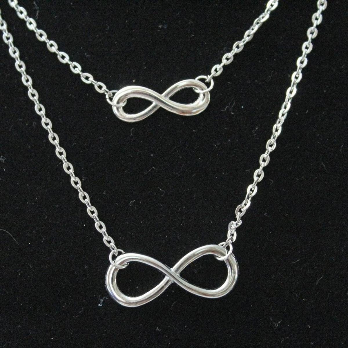 New Fashion Silver Tone Double Stand with Infinity Sign Necklace N106