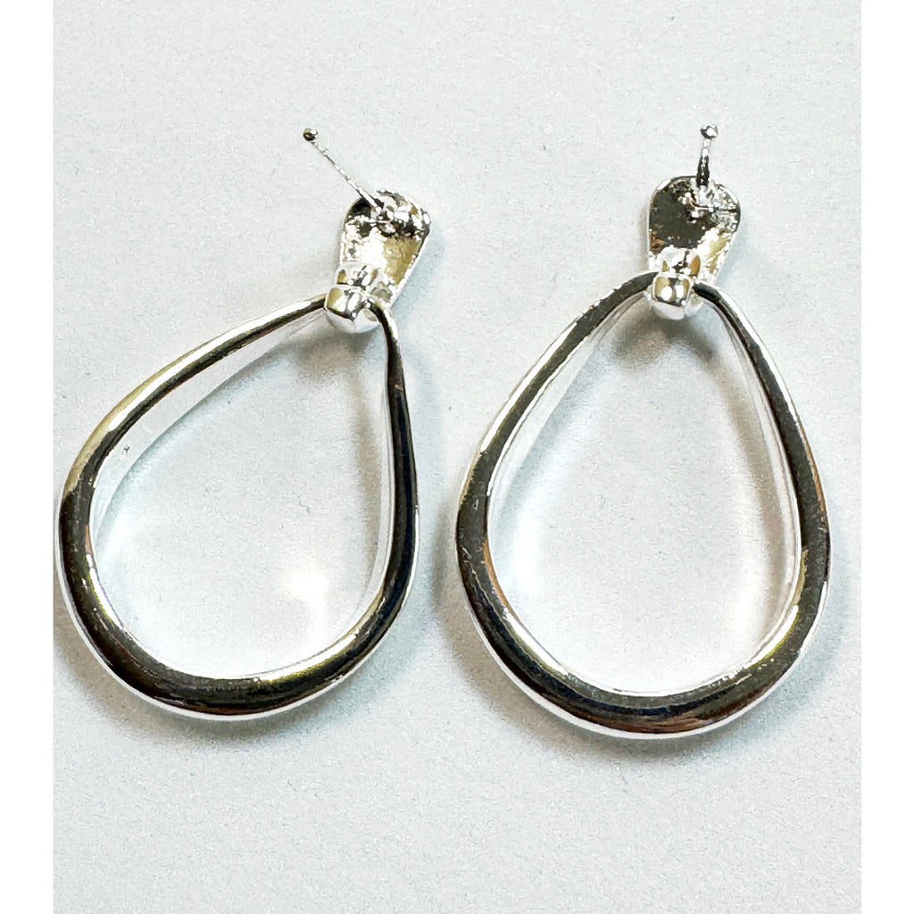 925 Sterling Silver Teardrop Dangle Earrings Open Drop Post Earrings 1" E290