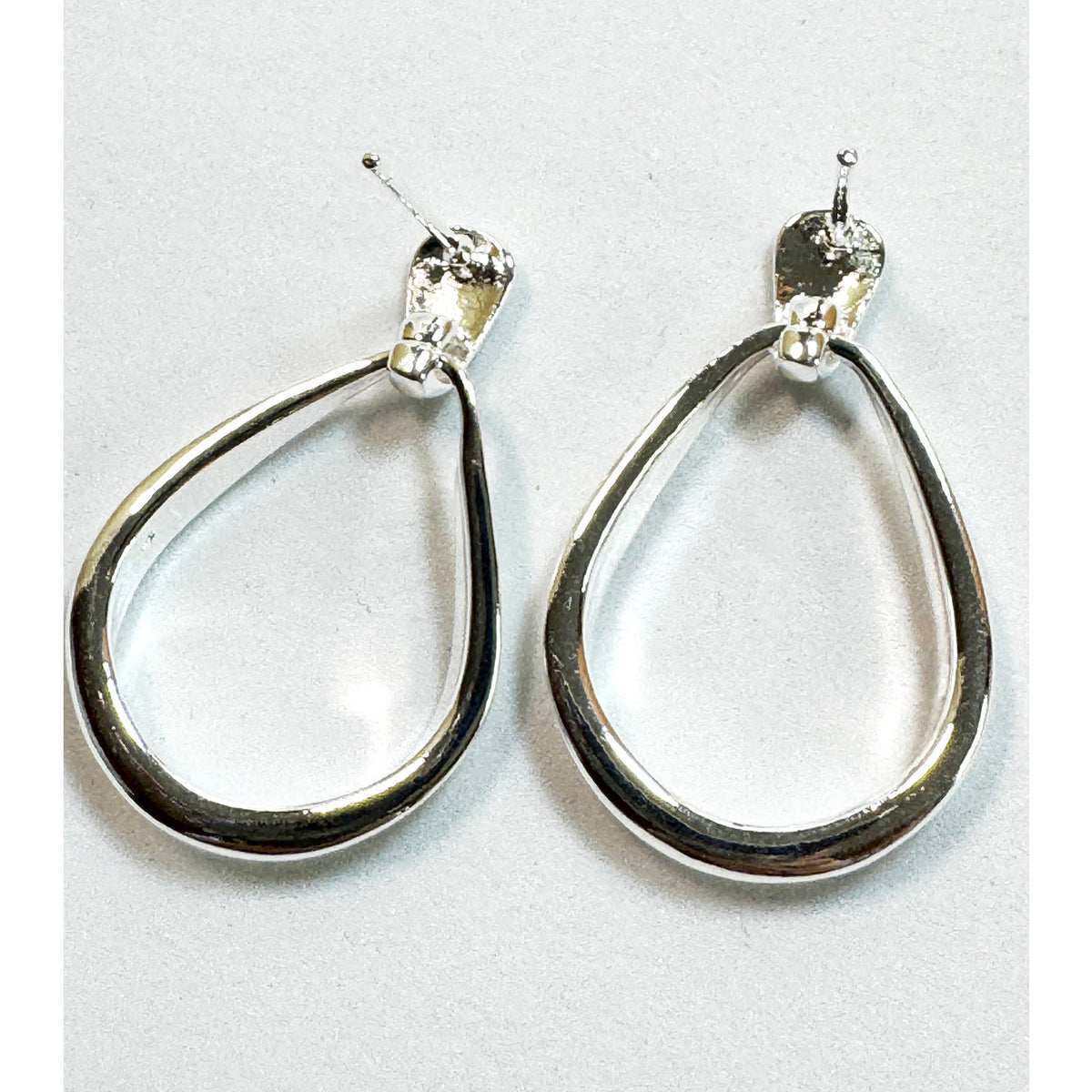 925 Sterling Silver Teardrop Dangle Earrings Open Drop Post Earrings 1" E290