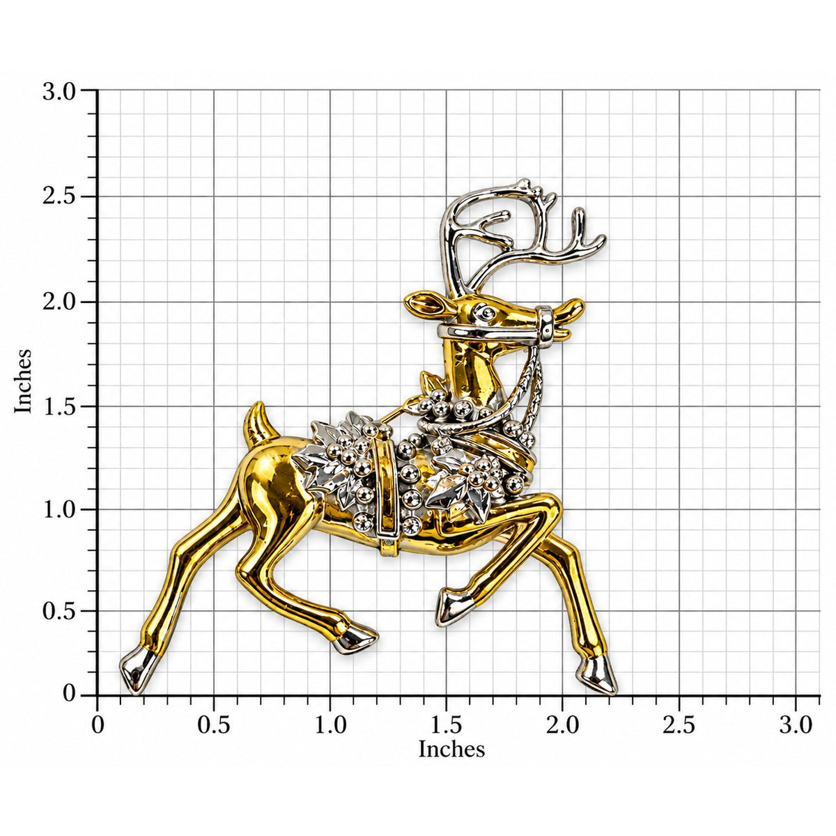 Reindeer Christmas Brooch Gold Silver Tone Holly Elegant Holiday Deer Pin CP179