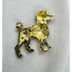 New Pink Rhinestone Poodle Brooch Pin Pendant Gold Dog Puppy Crystal 2"  CP199