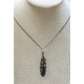 Silver Feather Pendant Necklace Turquoise Accent Boho Southwestern Style N451