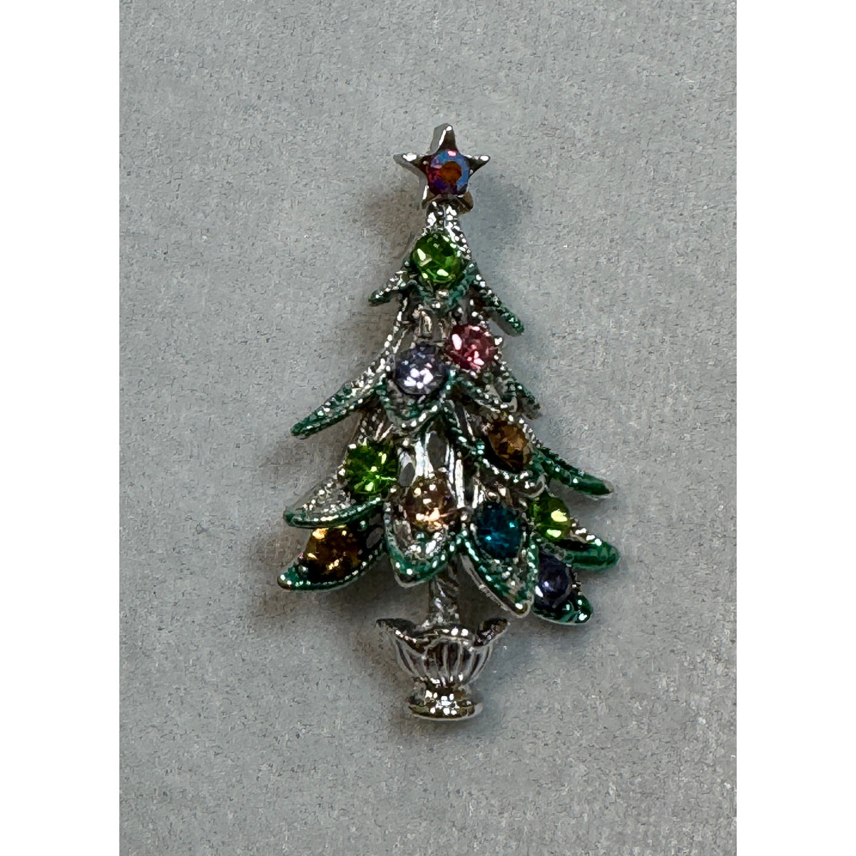 New Multicolor Rhinestone Christmas Tree Brooch Pin Holiday Jewelry 1.75" CP161