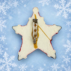 Santa Star Christmas Brooch Red White Resin Holiday Pin 2.25 Inch Vintage CP177