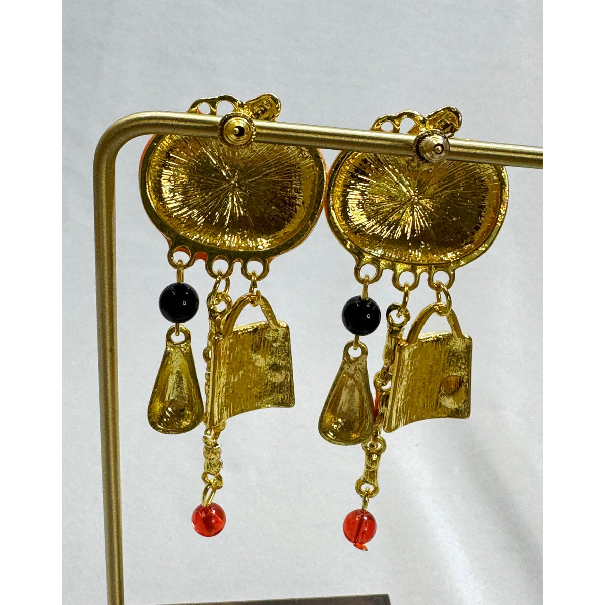 Halloween Jack O' Lantern Pumpkin Candy Corn Dangle Post Earrings 2.5" New E471