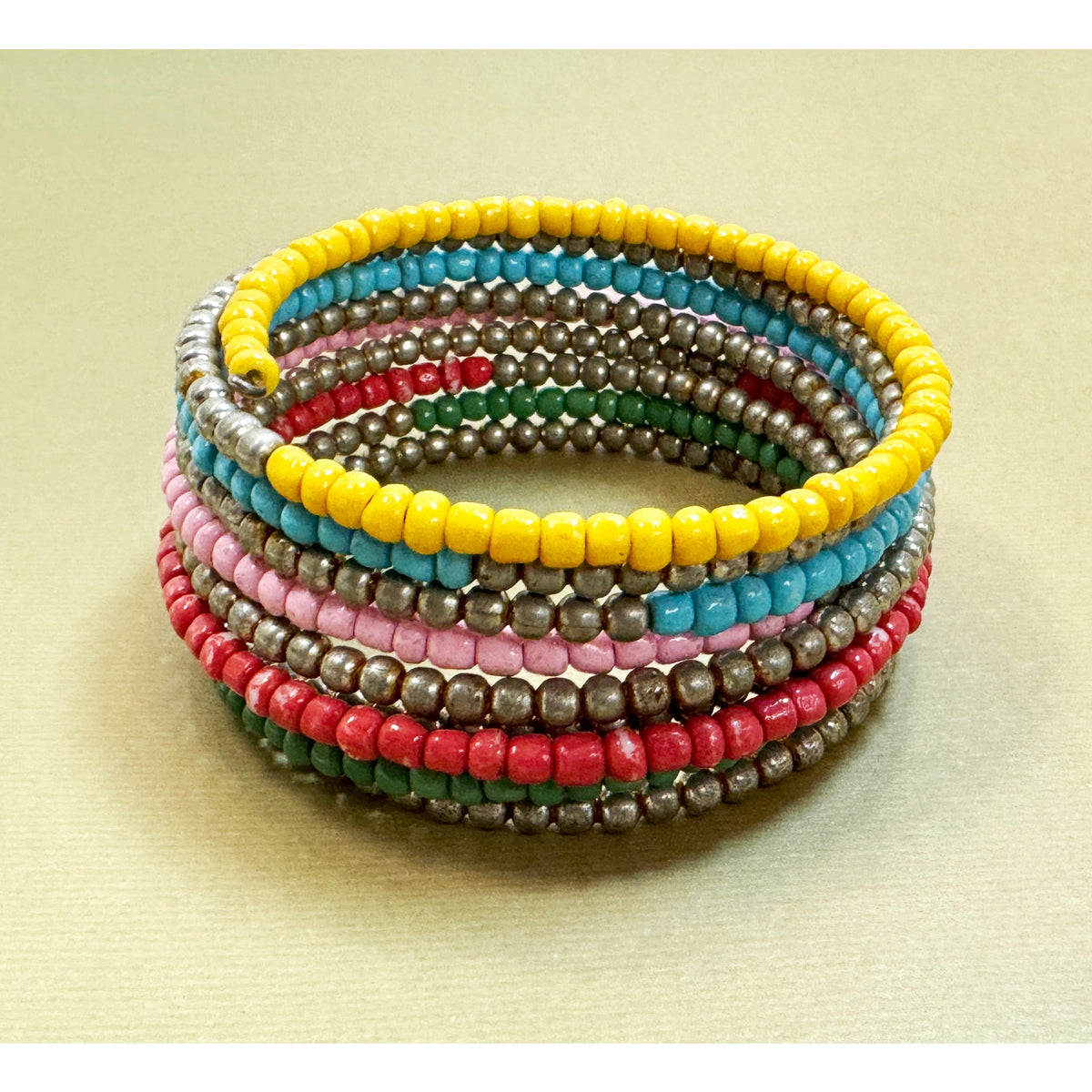 Multicolor Memory Wire Beaded Wrap Bracelet Boho Stretch Fits Most B097