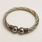 Two Tone Twisted Cable Cuff Bracelet Adjustable Statement Jewelry B179