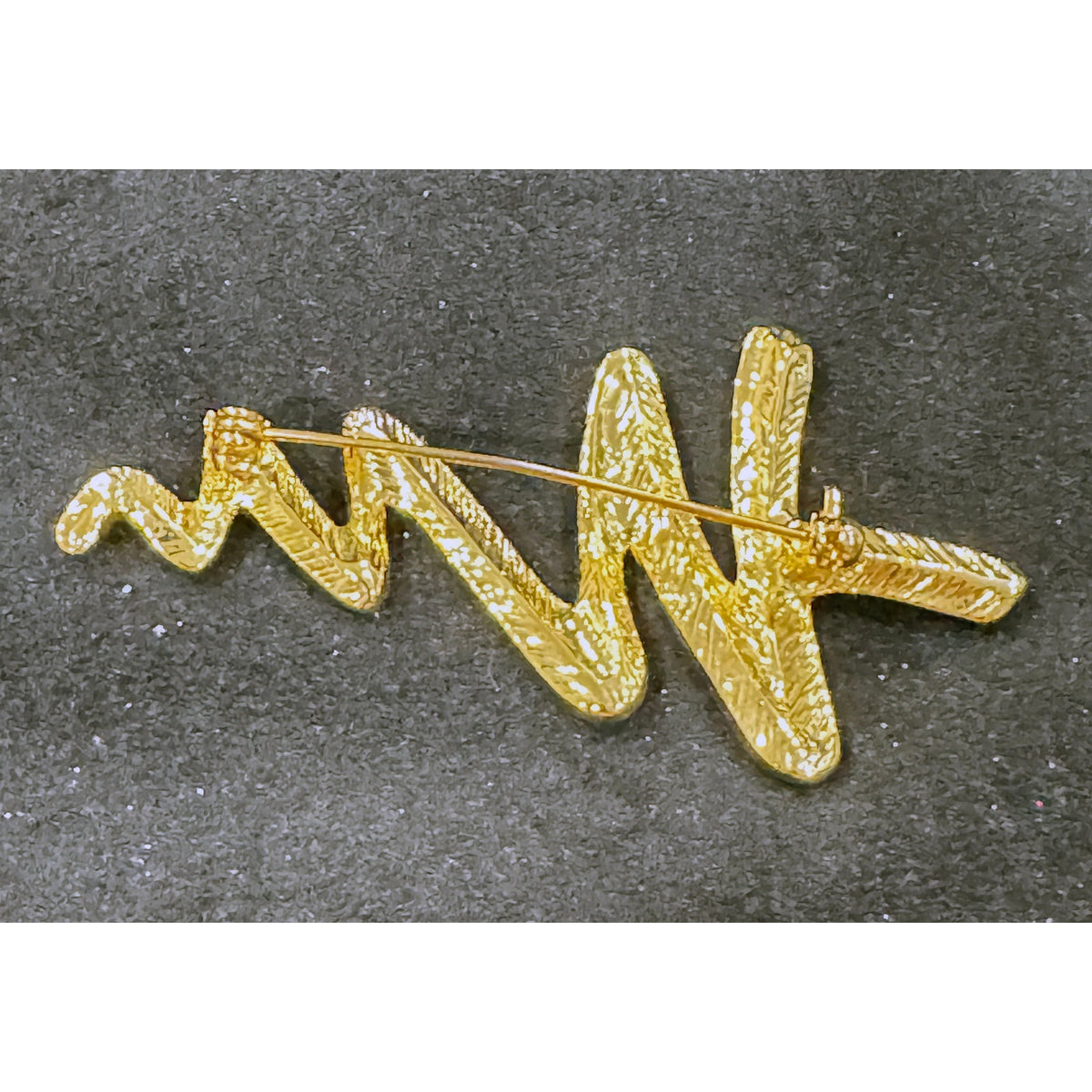 Gold Swirl Christmas Tree Brooch with Clear Rhinestones Holiday Jewelry CP62