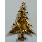 Vintage Gold Tone Rhinestone Christmas Tree Brooch Pin Holiday Jewelry 2" CP163