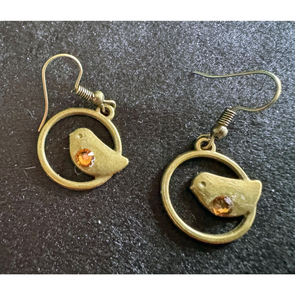 New Antiqued Bronze Bird Dangle Earrings E191