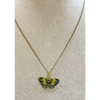Butterfly Enamel Pendant Necklace Gold Tone 18-20 inch chain New Floral N388
