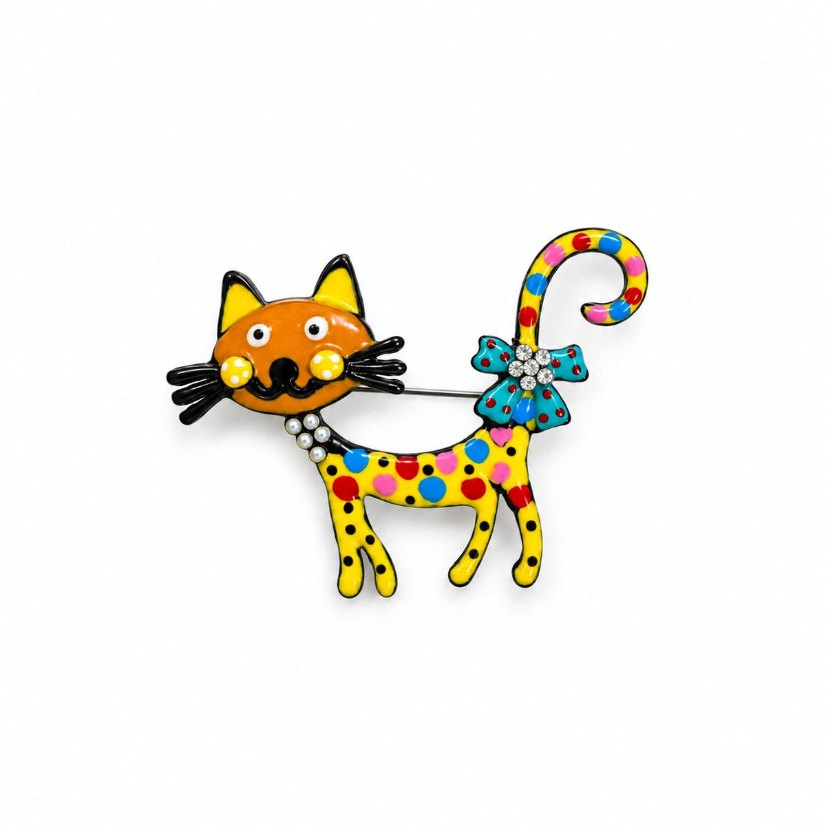 New Whimsical Yellow Color Enamel Cat Brooch Pin  Costume Jewelry CP165