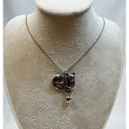 Silver Cat Necklace with Heart Charm Pendant 18-20" Chain Cute Cat N371