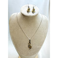 Bee Necklace Earrings Set 20" Chain Rhinestone Bee Floral Jewelry E567