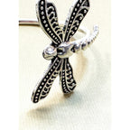Silver Dragonfly Cuff Bracelet Adjustable Insect Nature Boho 1.5 Inch B146