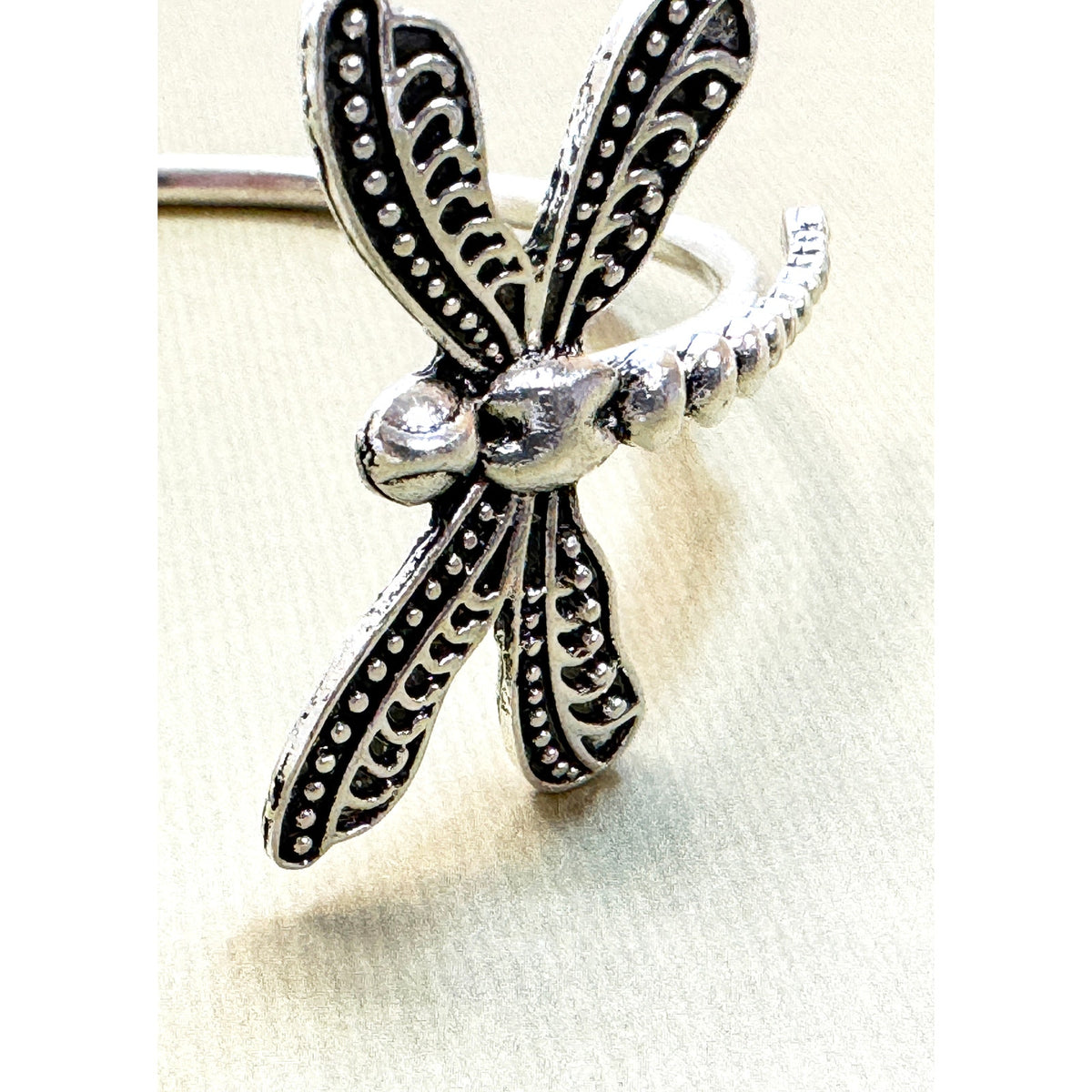 Silver Dragonfly Cuff Bracelet Adjustable Insect Nature Boho 1.5 Inch B146