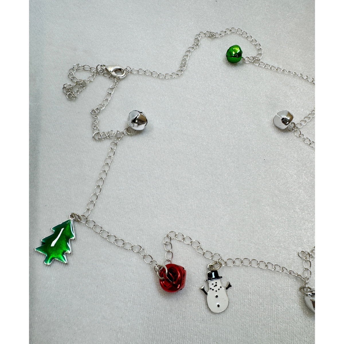 New Christmas Holiday Charm Necklace 36" Long Santa Snowman Bells Tree N143