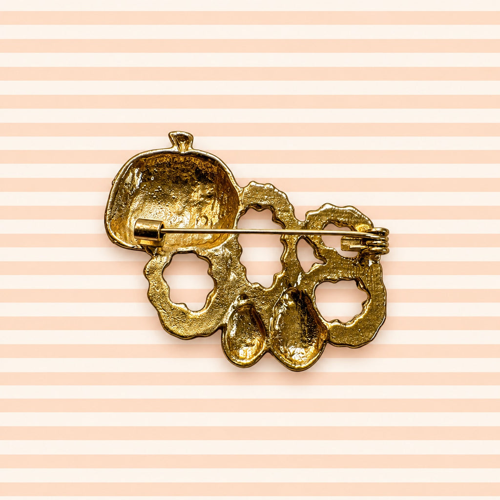 Halloween BOO Pumpkin Brooch Red Black Enamel Gold Tone Jack O Lantern Pin CP215