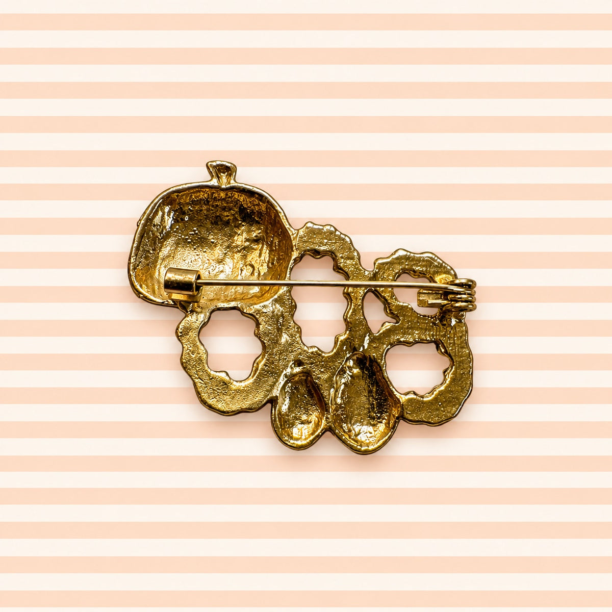 Halloween BOO Pumpkin Brooch Red Black Enamel Gold Tone Jack O Lantern Pin CP215
