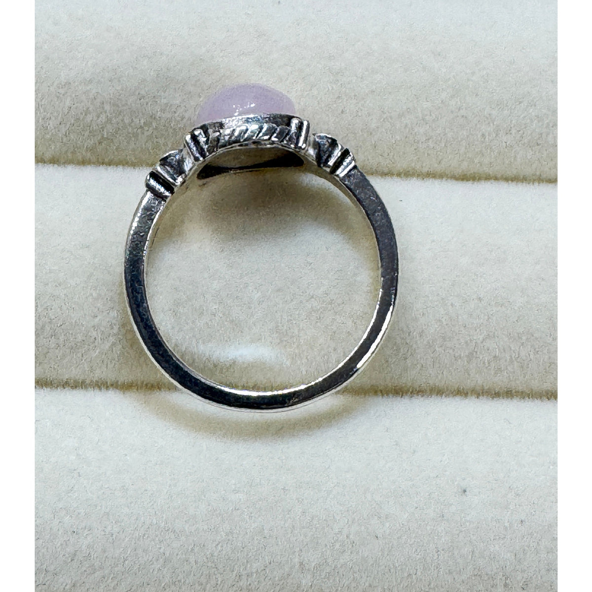 New Size 9 Pink Oval Cabochon Ring Silver Tone Floral Statement Ring R007