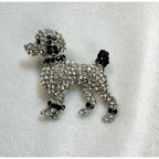 New Clear Rhinestone Poodle Brooch Pendant Silver Dog Puppy Crystal 2"  CP200