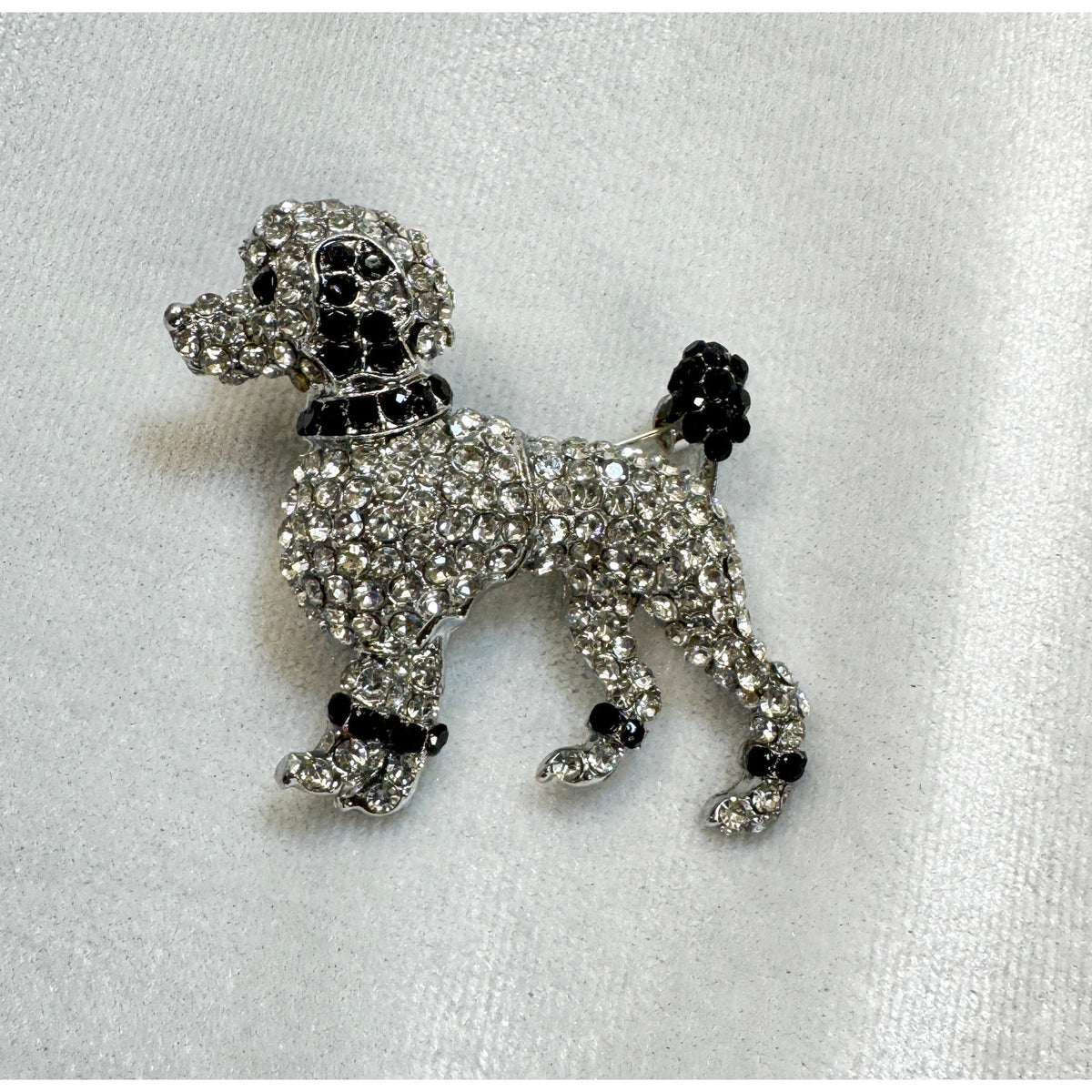 New Clear Rhinestone Poodle Brooch Pendant Silver Dog Puppy Crystal 2"  CP200