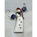 Vintage Folk Art Snowman Brooch Pin Wood Look Christmas Winter Holiday CP187