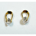 Gold Tone CZ Post Earrings Oval Cubic Zirconia Studs 5/8 x 3/8 Inch E294
