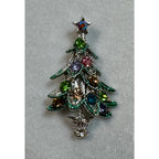 New Multicolor Rhinestone Christmas Tree Brooch Pin Holiday Jewelry 1.75" CP161