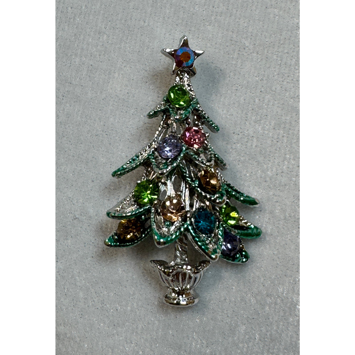 New Multicolor Rhinestone Christmas Tree Brooch Pin Holiday Jewelry 1.75" CP161