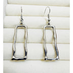Silver Tone Open Rectangle Dangle Earrings Geometric 2.25" Long Modern E809