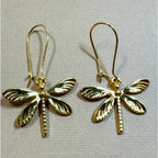 Gold Firefly Dangle Earrings Dragonfly Insect Drop Earrings 1.75"