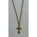 Gold Tone Cross Necklace 18-20 Inch Chain Christian Faith Jewelry N284