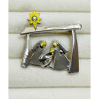 Christmas Nativity Brooch Holy Family Star Pin 1.5" Religious CP232