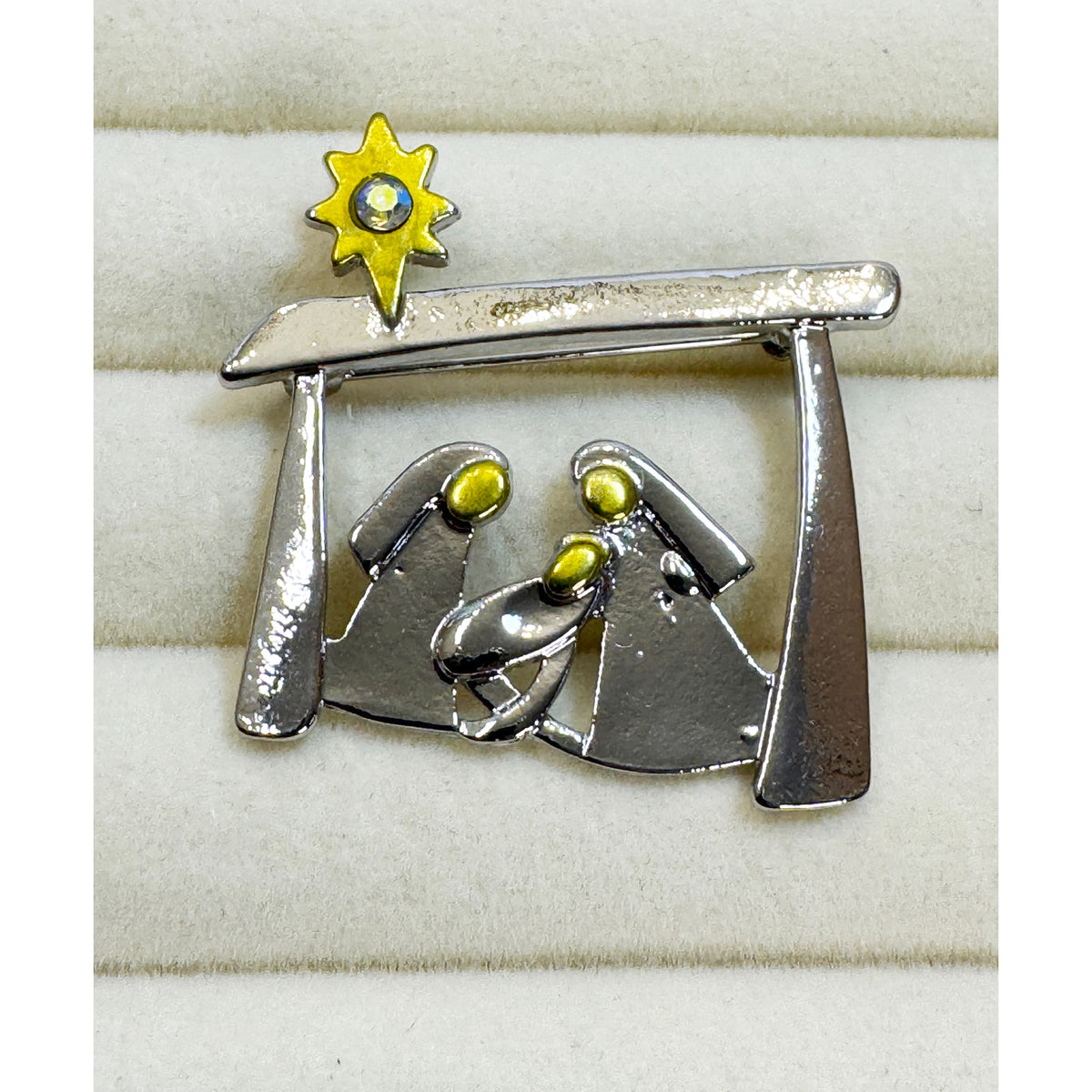 Christmas Nativity Brooch Holy Family Star Pin 1.5" Religious CP232