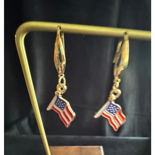 Americana USA Flag Dangle Earrings Patriotic Red White Blue E232