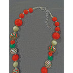Whimsical Candy Cane & Peppermint Swirl Beaded Christmas Necklace N110